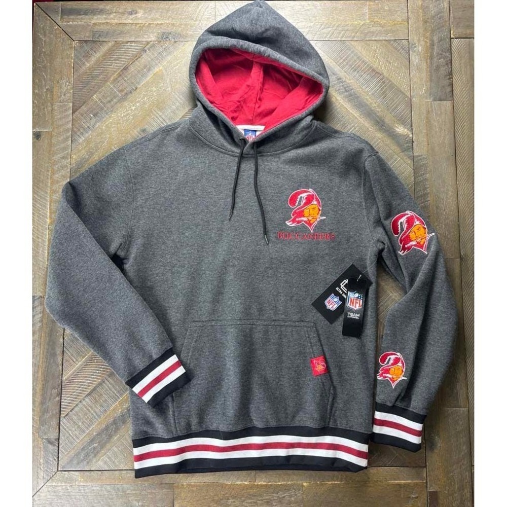 NFL Ultra Game Tampa Bay Buccaneers Mens Fleece Hoodie Grey Bucco Bruce S NWT
